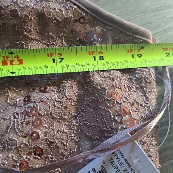 Nightway NW Elegant Sequined Halter Neck Party Maxi Plus Size Dress 16W Taupe NW - Picture 5 of 14